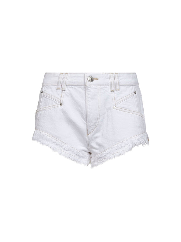 White Cotton Denim Mini Shorts
