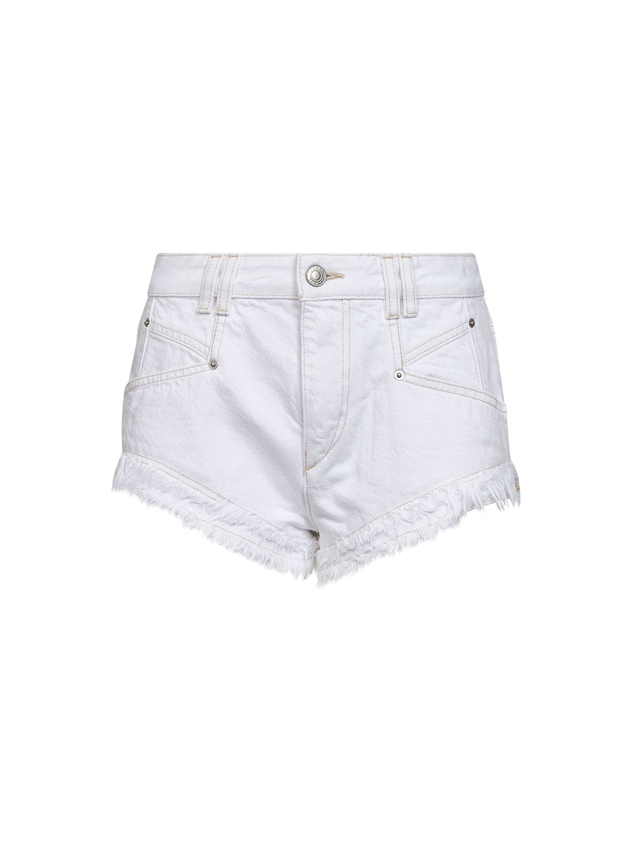 White Cotton Denim Mini Shorts