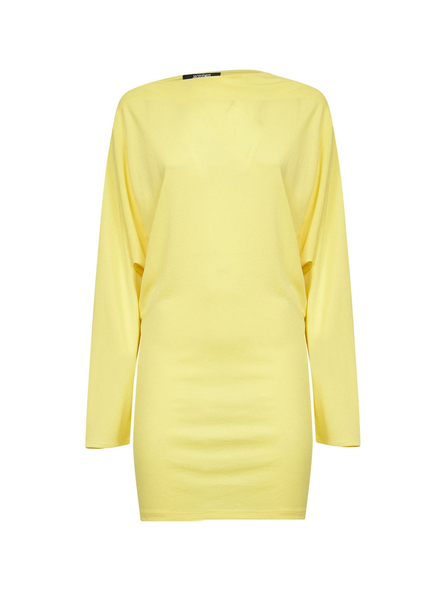 The Mistral Cowl-Back Mini Dress Yellow Viscose
