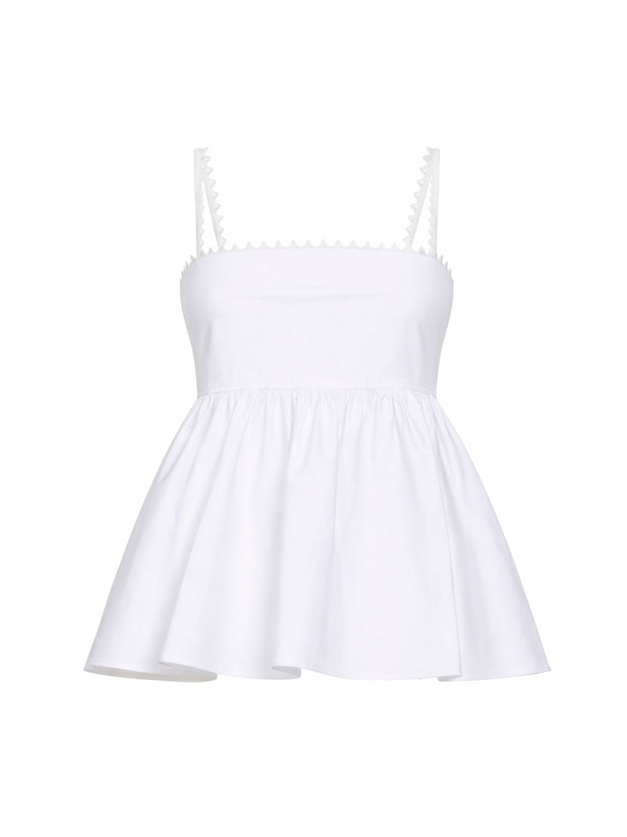 Peplum Camisole Top White Cotton