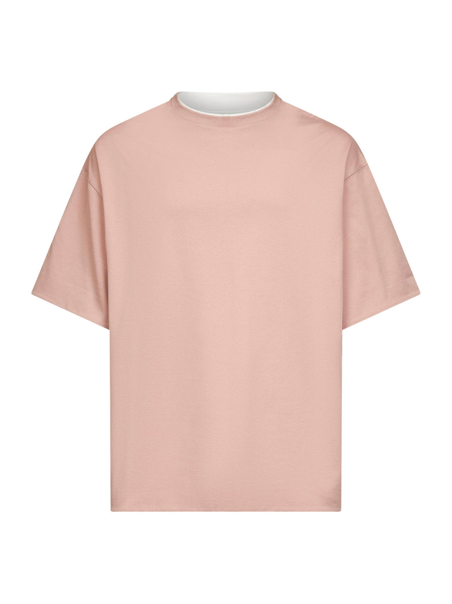 Two-Tone Compact Jersey Reversible T-Shirt Pink Cotton T-shirts