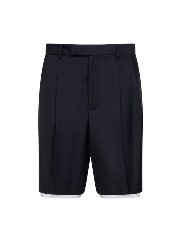 Blue Wool Canvas Double-Layer Shorts Virgin