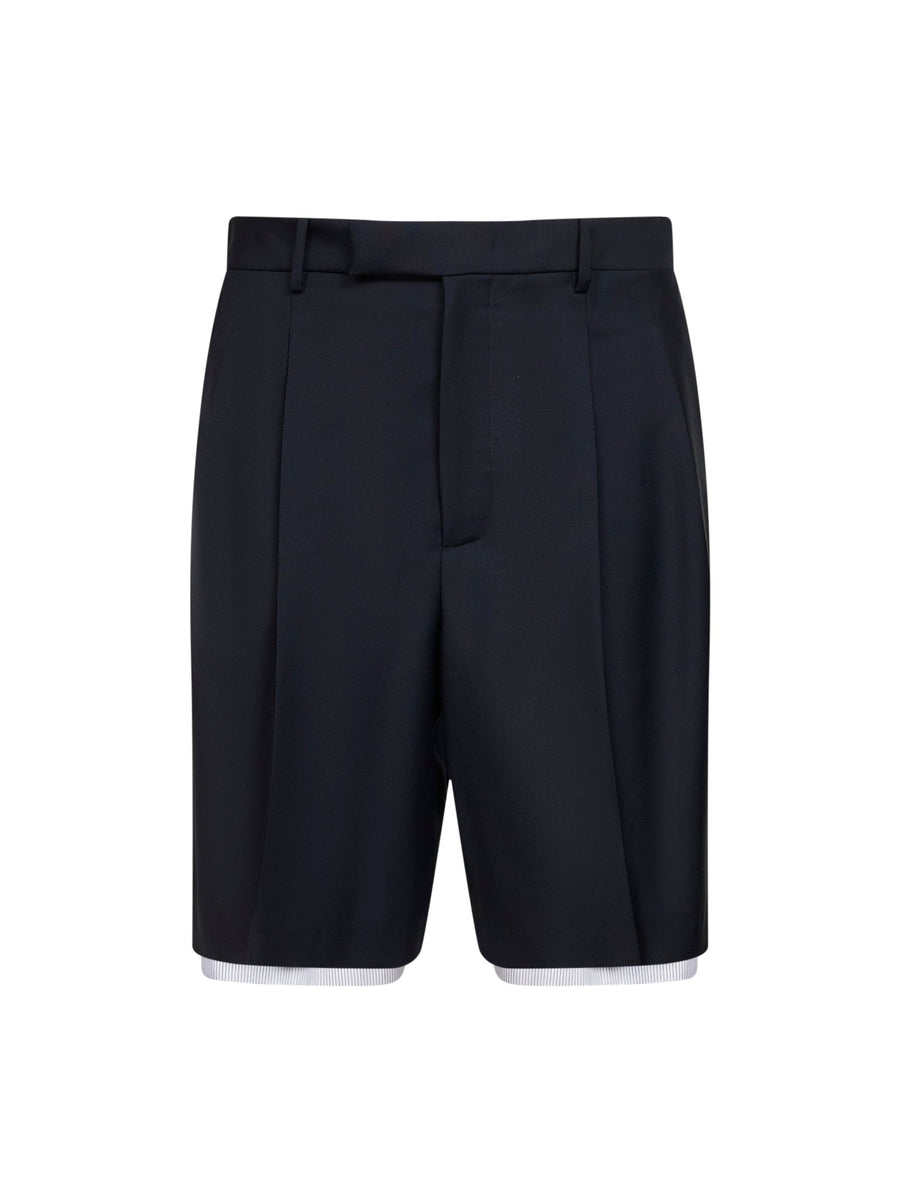 Blue Wool Canvas Double-Layer Shorts Virgin