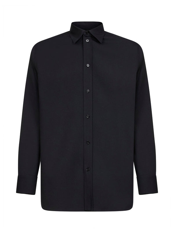 Blue Lightweight Wool Gabardine Shirt