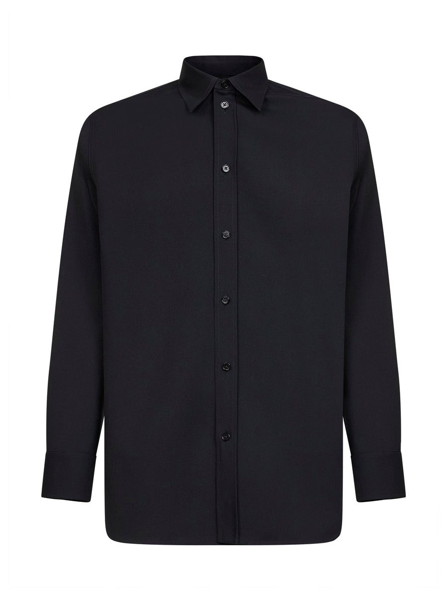 Blue Lightweight Wool Gabardine Shirt