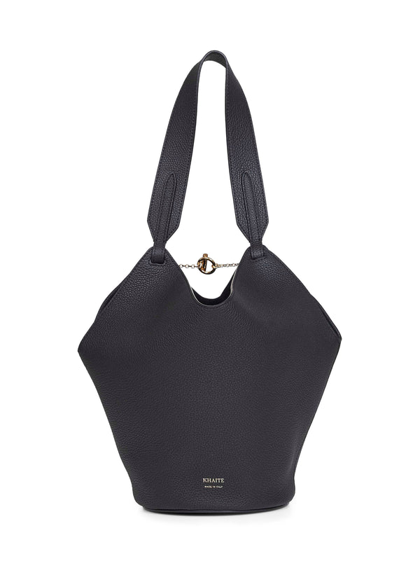 Black Mini Lotus Tote Bag Calf Leather Handbags