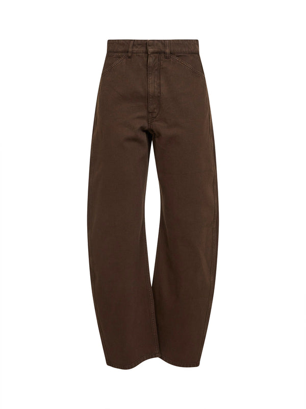 High Waisted Curved Jeans Cocoa Коричневый Хлопок