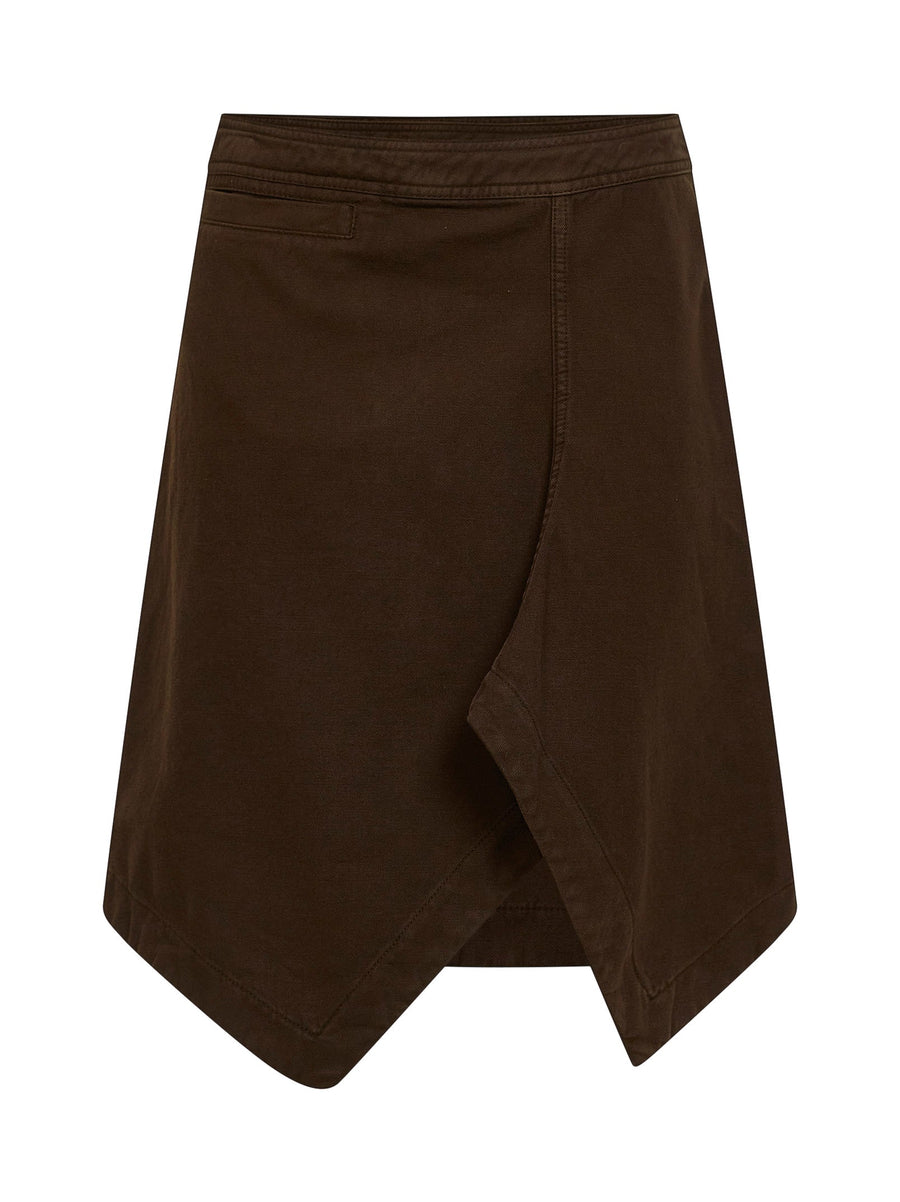 Denim Skirt — Brown Cotton