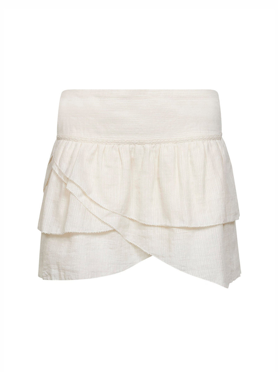 Mini Skirt Dejha Ecru Gauze Ivory Cotton