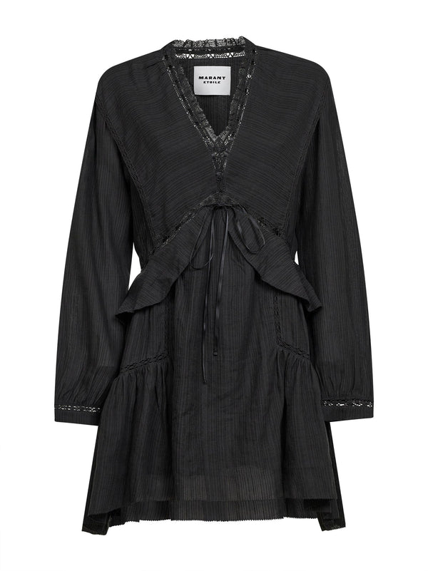 Mini Dress Damya Black Gauze Cotton