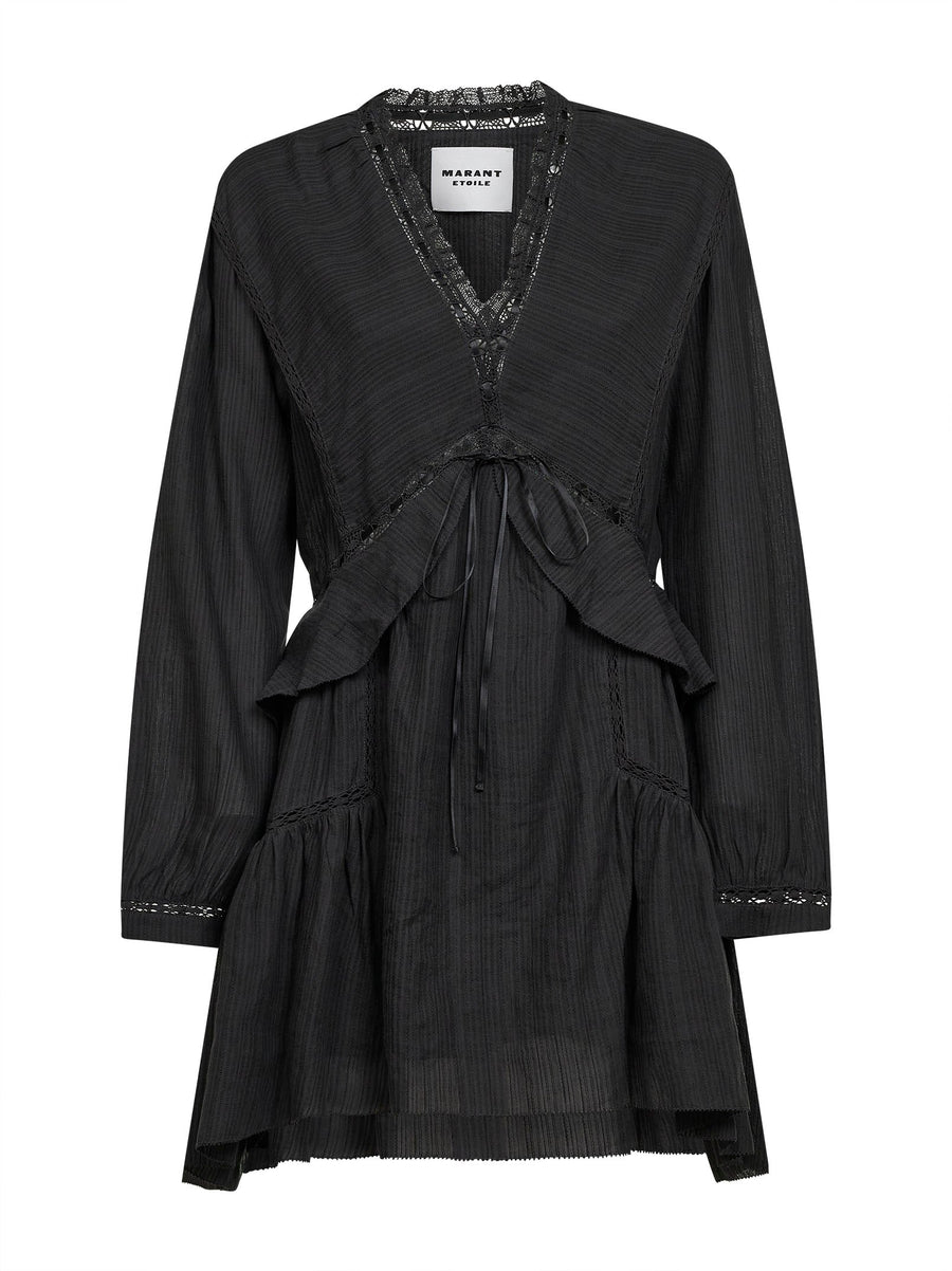 Mini Dress Damya Black Gauze Cotton