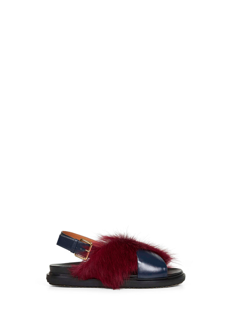 Blue Leather And Burgundy Fussbett Sandals Ovine (top Grain)