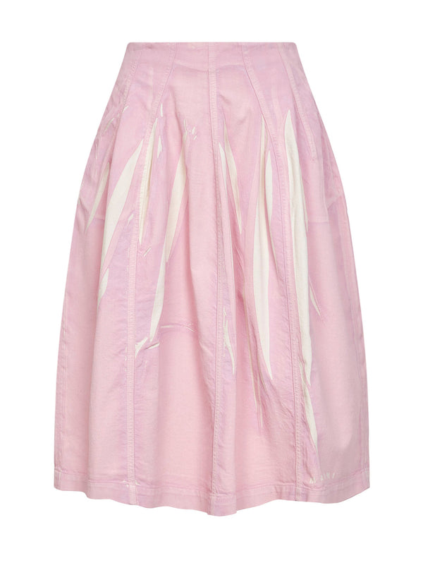 Flared Midi Skirt Pink Cotton