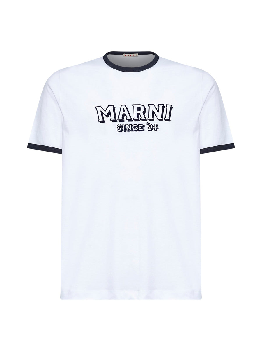 White Jersey T-Shirt With Contrasting Trims Cotton T-shirts