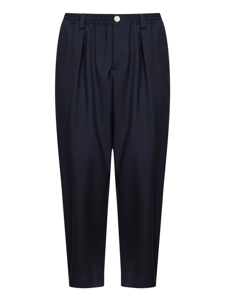 Blue Tropical Wool Cropped Trousers Virgin