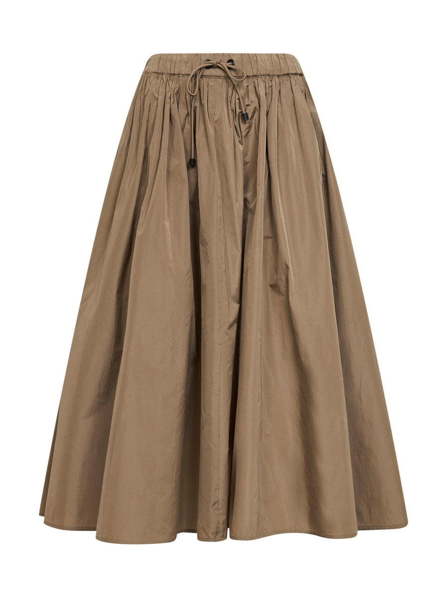 Midi Taffeta Skirt Beige Polyester