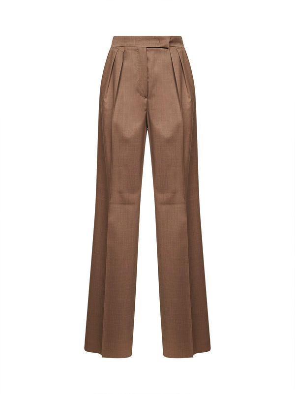 Hazelnut Twill Straight Trousers Virgin Wool