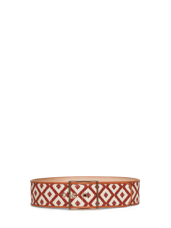 Wide Raffia-Effect Belt Multicolour Cotton