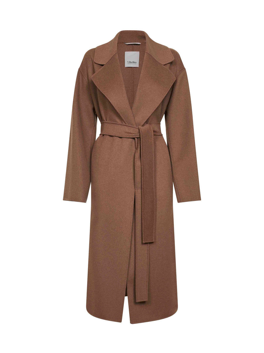 Long Wrap Coat Camel Virgin Wool