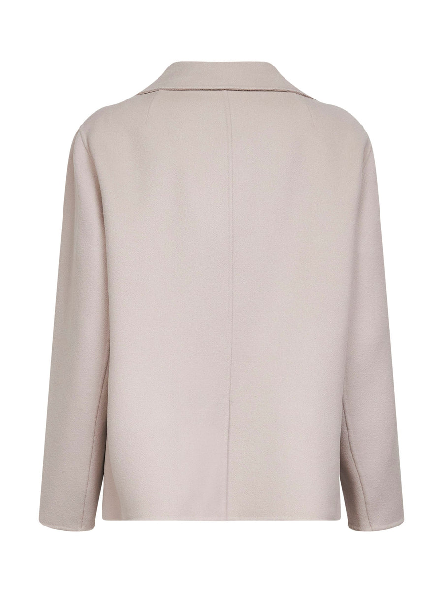 Beige Double-Breasted Pea-Style Jacket Virgin Wool Coat