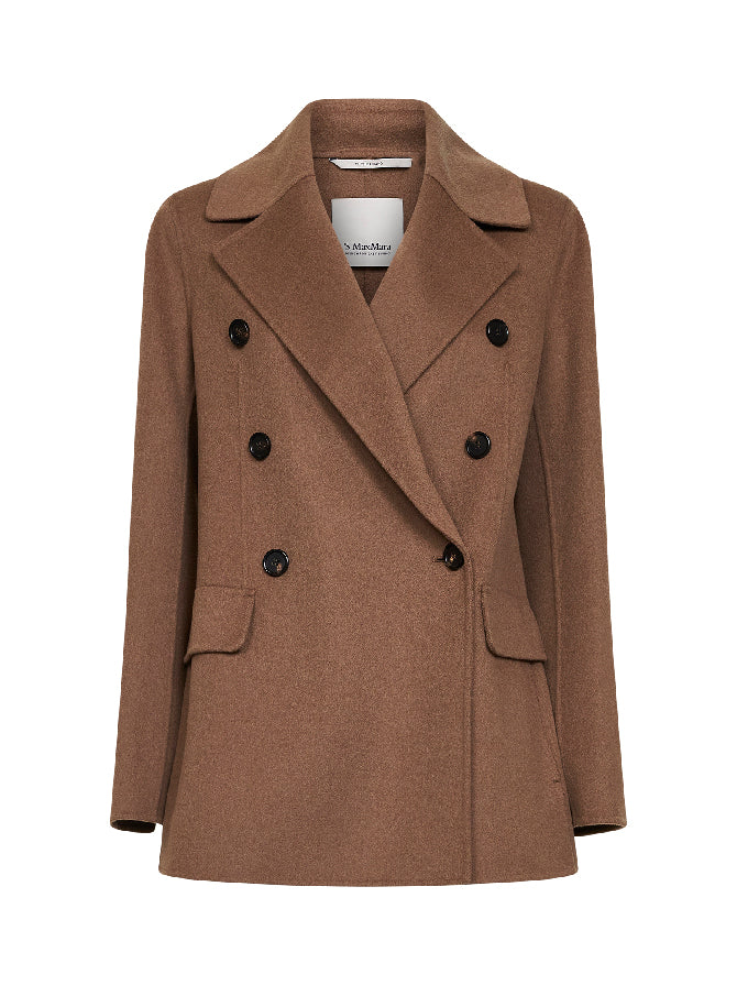 Double-Breasted Jacket Camel Virgin Wool Coat