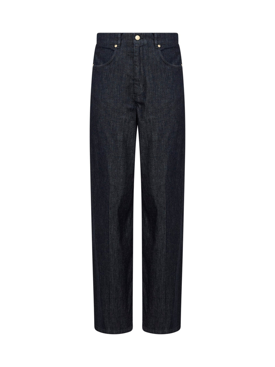 Navy Blue Straight-Leg Jeans Cotton