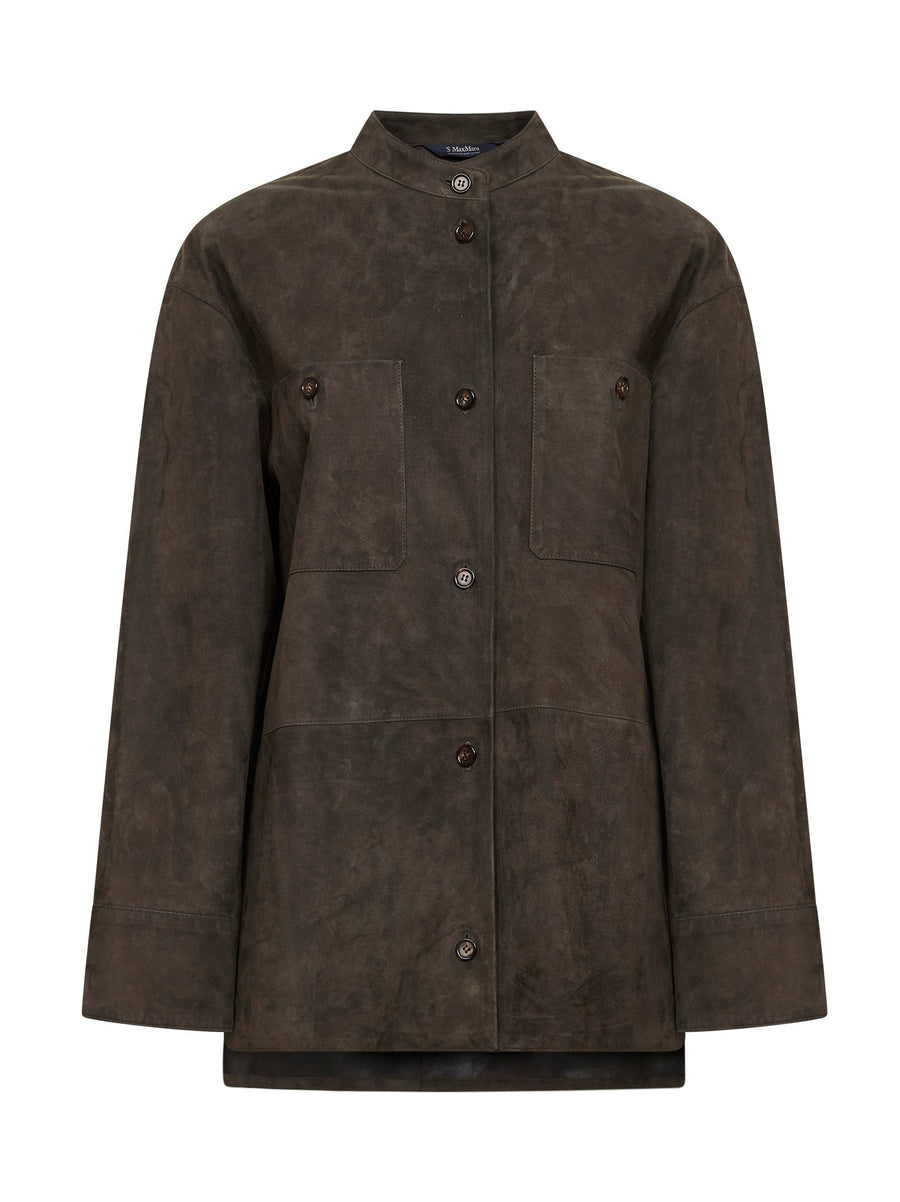 Green Suede Leather Midi Jacket Furs & Skins - Lamb Skin Shirt