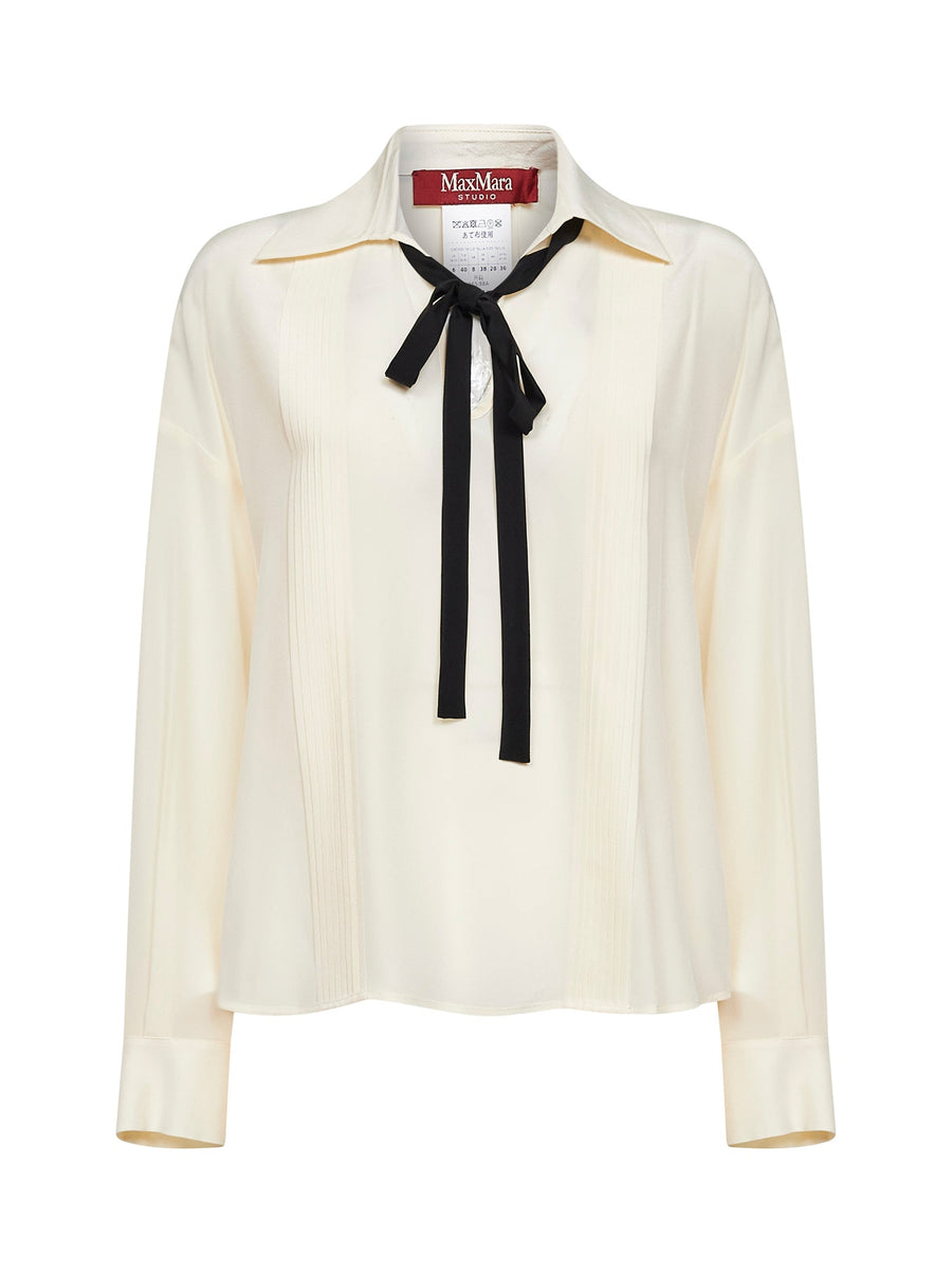 Tie Blouse Mstcolono Beige Silk Shirt