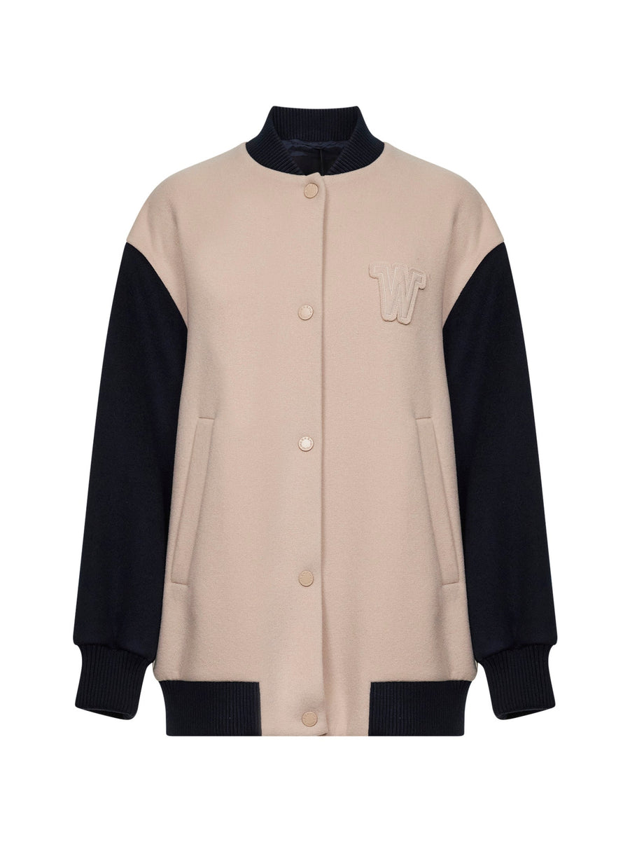 Sand Double-Faced Wool Bomber Jacket Virgin Puffer