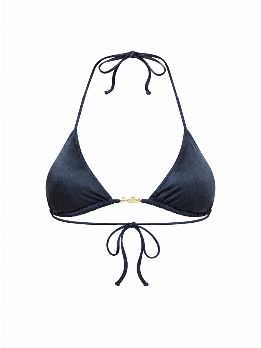 Triangle Bikini Top Leah Plate Blue Lycra Polyamide Swimwear