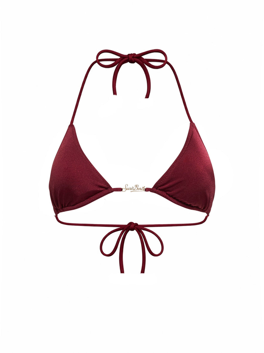 Triangle Bikini Top Leah Plate Bordeaux Lycra Polyamide Swimwear