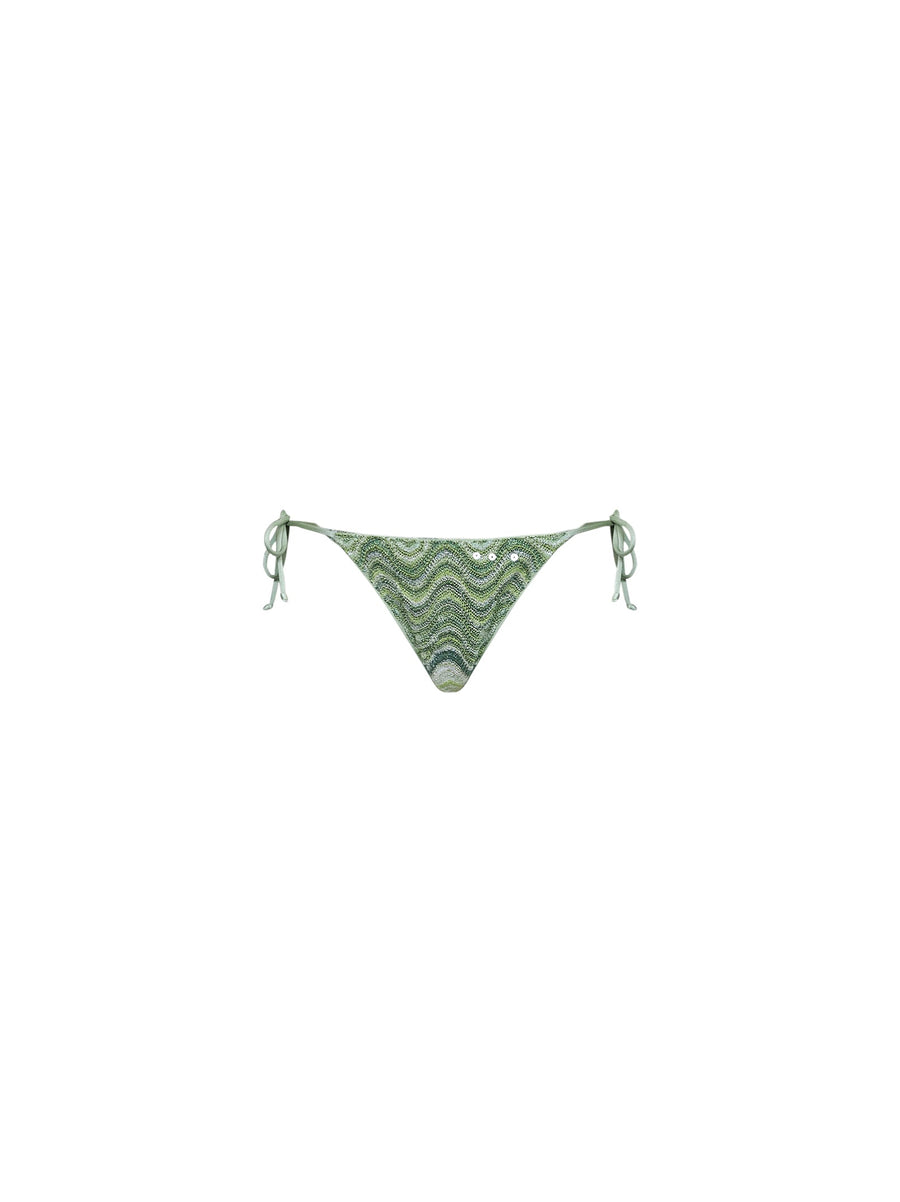 Bikini Bottom Marielle Green Sequin Knit Viscose Swimwear