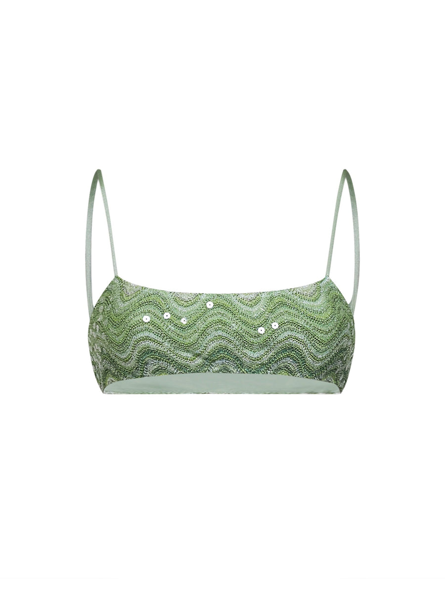 Bralette Bikini Top Sadie Green Sequin Viscose Swimwear