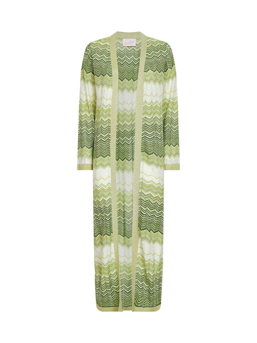 Long Cardigan Tonia Green Lurex Viscose Cardigans