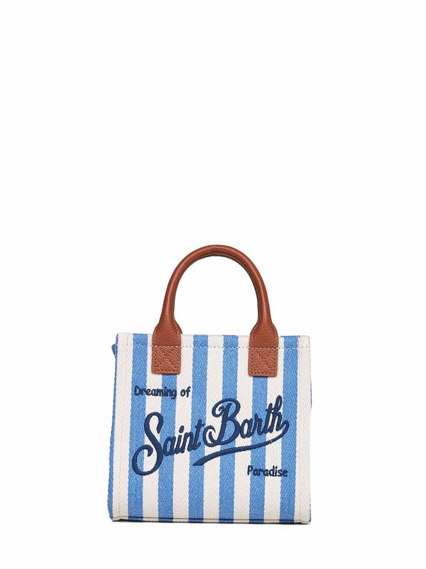 Mini Vanity Bag Light Blue-White Multicolour Calf Leather Handbags