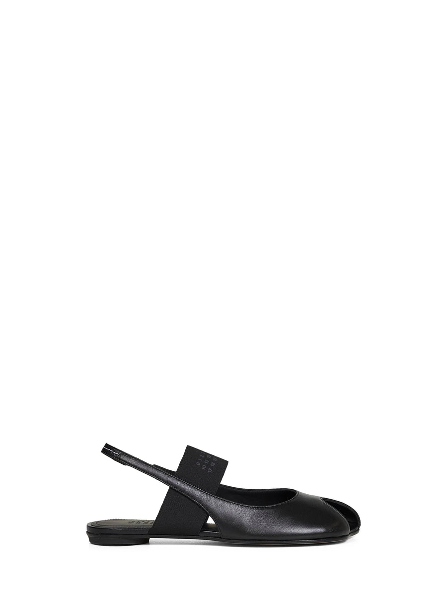 Black Anatomic Numeric Slingbacks Calf Leather Ballerina Shoes