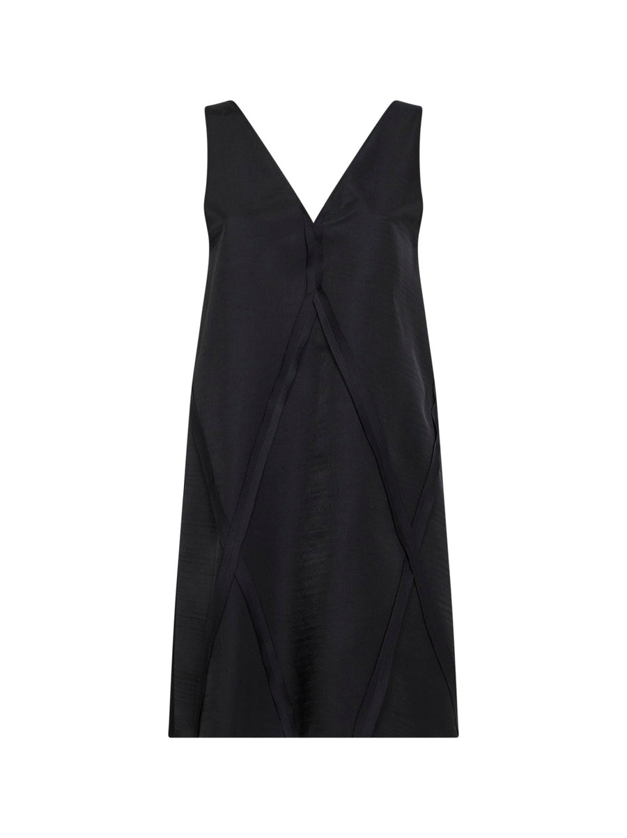 Midi Dress V-Neck Cupro Black Cotton