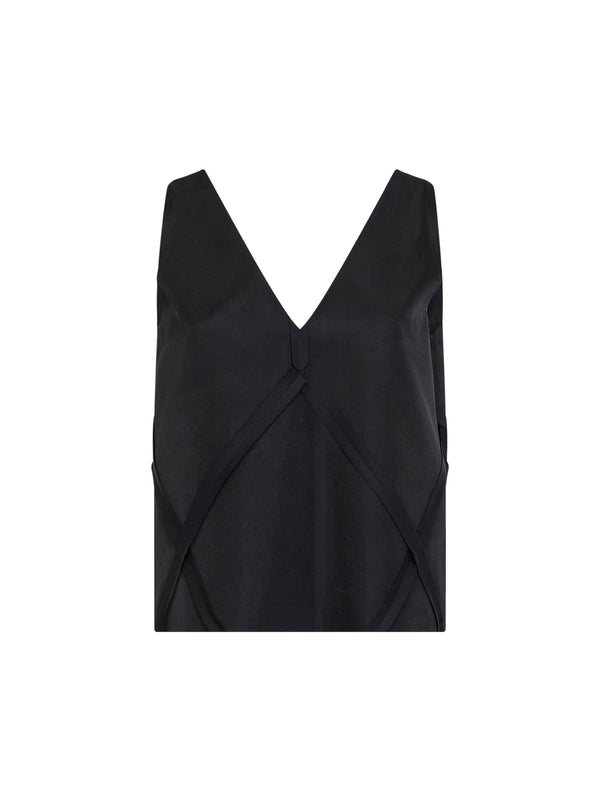 V-Neck Tank Top Black Cotton