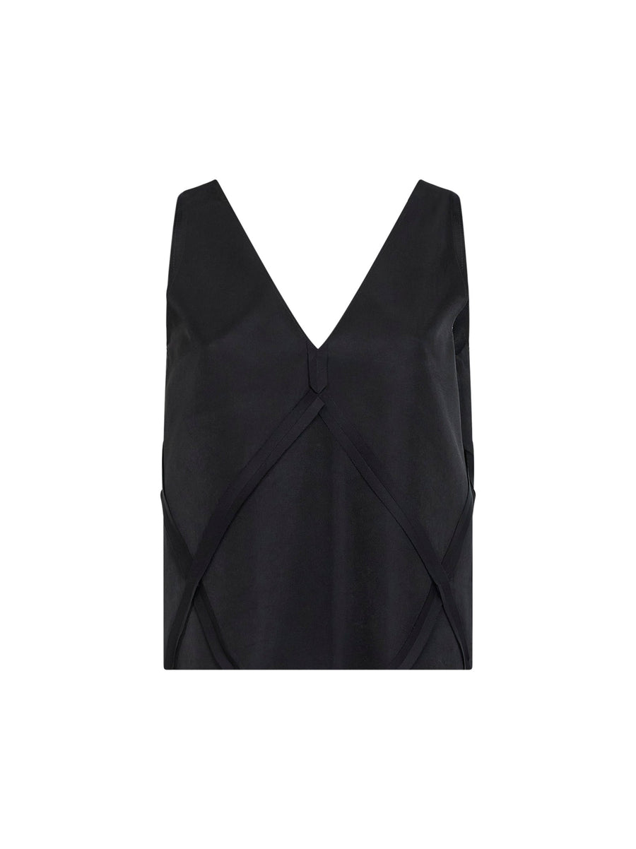 V-Neck Tank Top Black Cotton