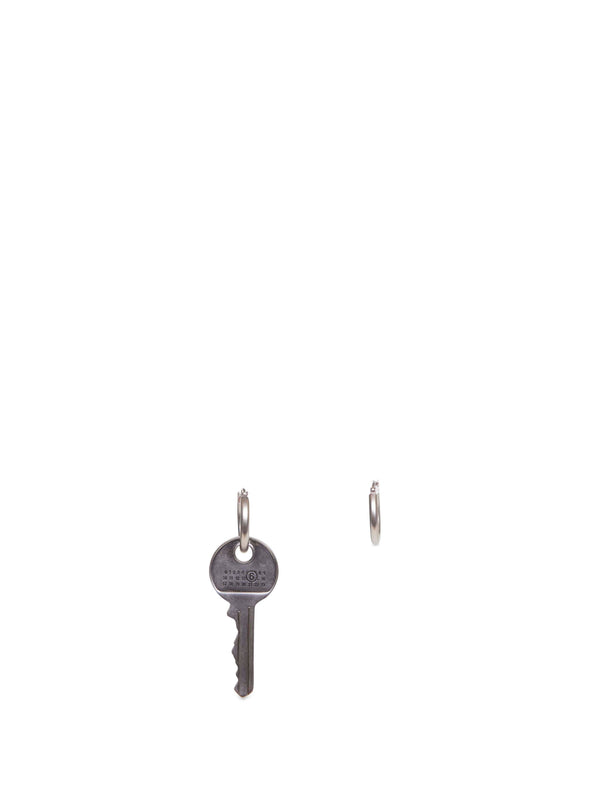 Key And Hoop Earrings Palladium Color Silver Metals & Alloys - Brass