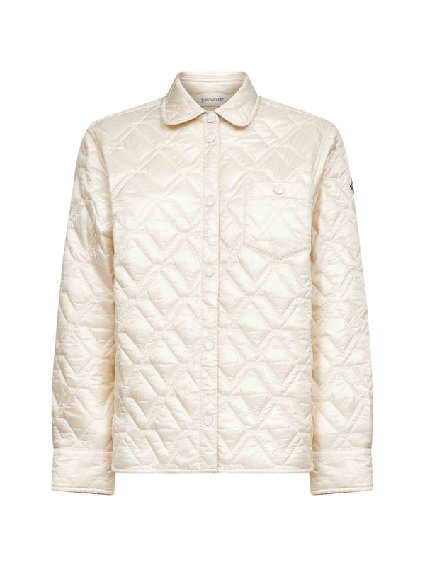 Beige Quilted Padded Shirt Jacket Polyamide