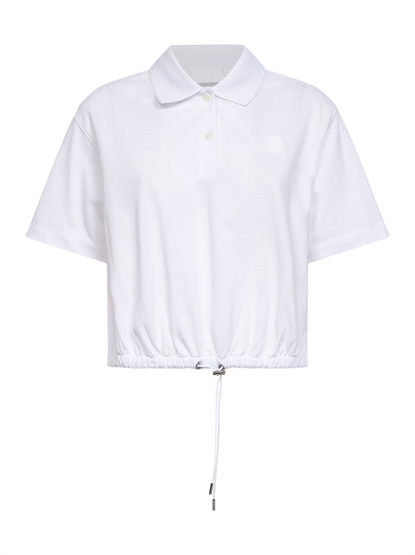 Cropped Polo Shirt White Cotton Tops
