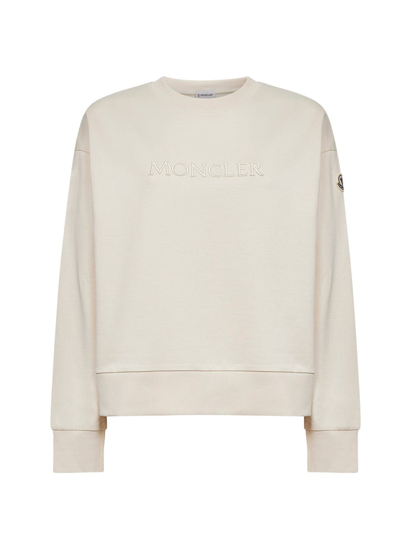 Ivory Cotton Embroidered Logo Sweatshirt Sweatshirts