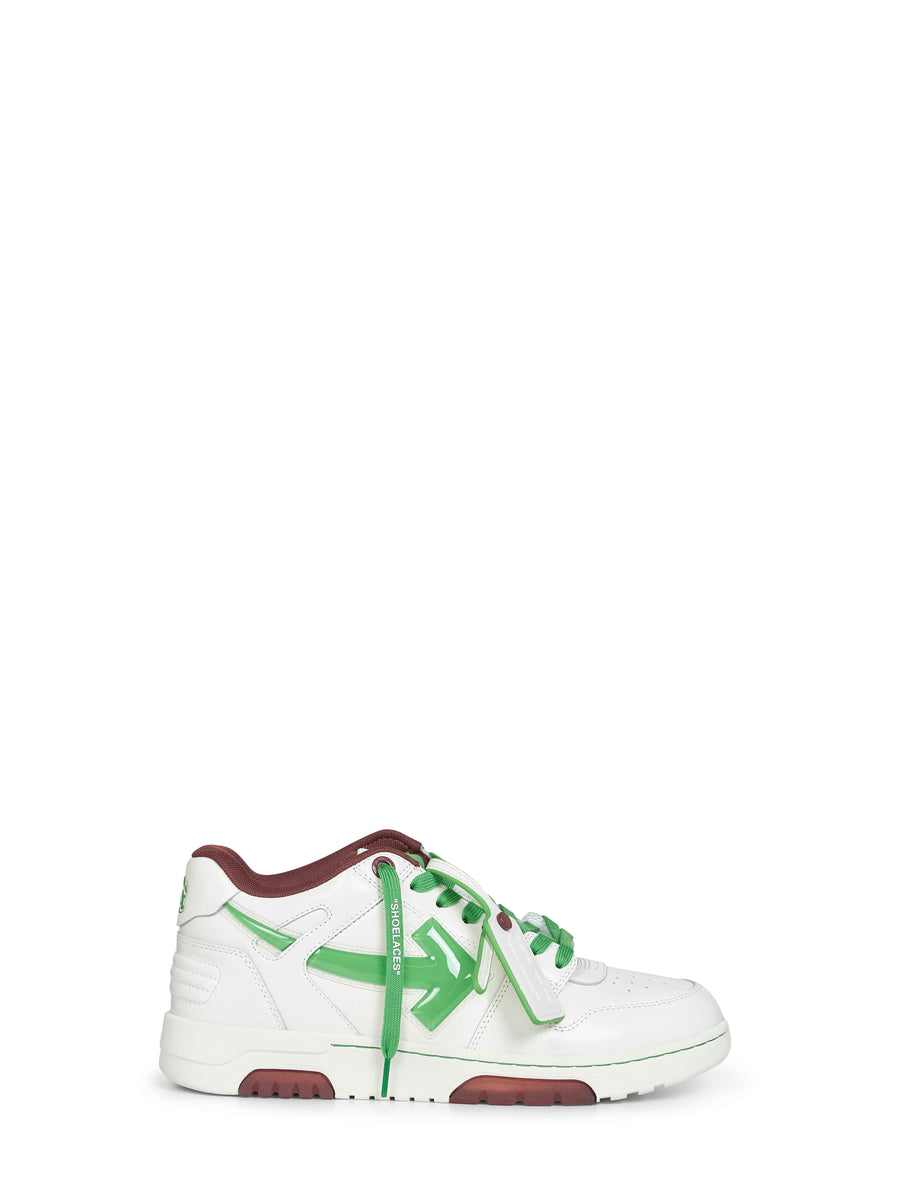 White And Green Out Off Office Sneakers Calf Leather Trainers
