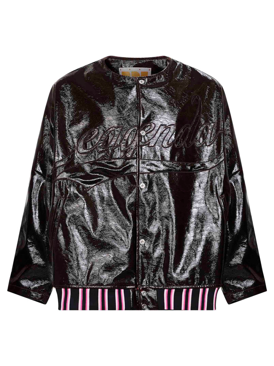 Bomber Jacket Leggenda Due Burgundy Linen/flax