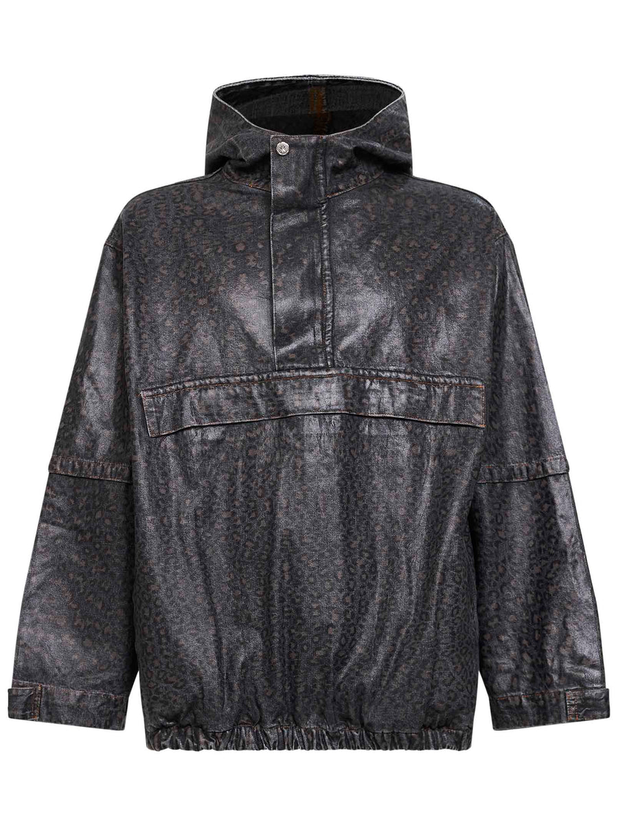 Anorak Jacket Sacco Spotted Denim Multicolour Linen/flax Bomber