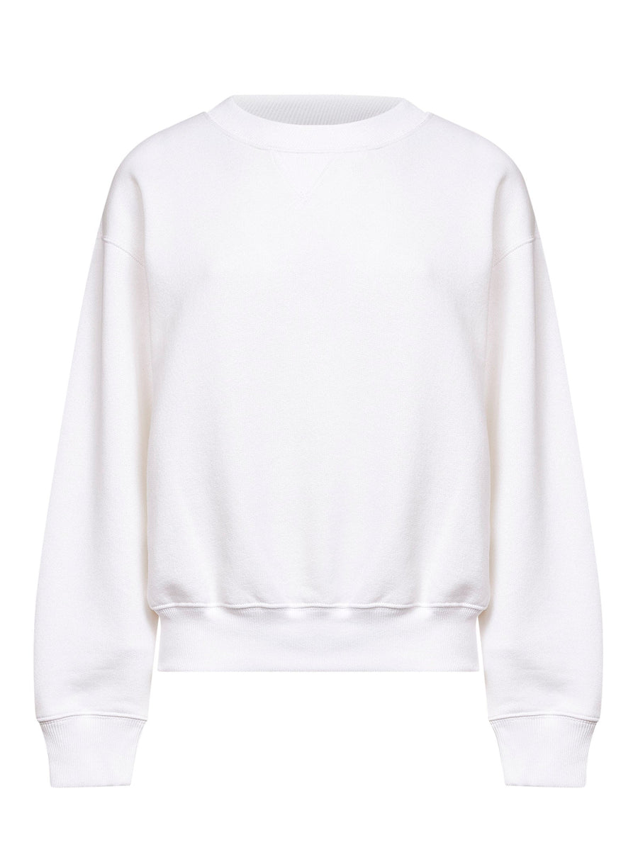Pony Embroidered Crewneck Sweatshirt White Cotton Sweatshirts
