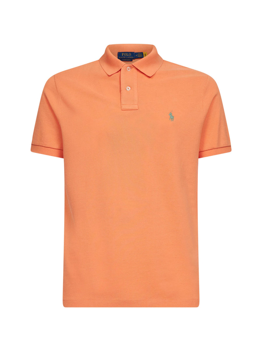 Iconic Mesh Polo Shirt Orange Cotton