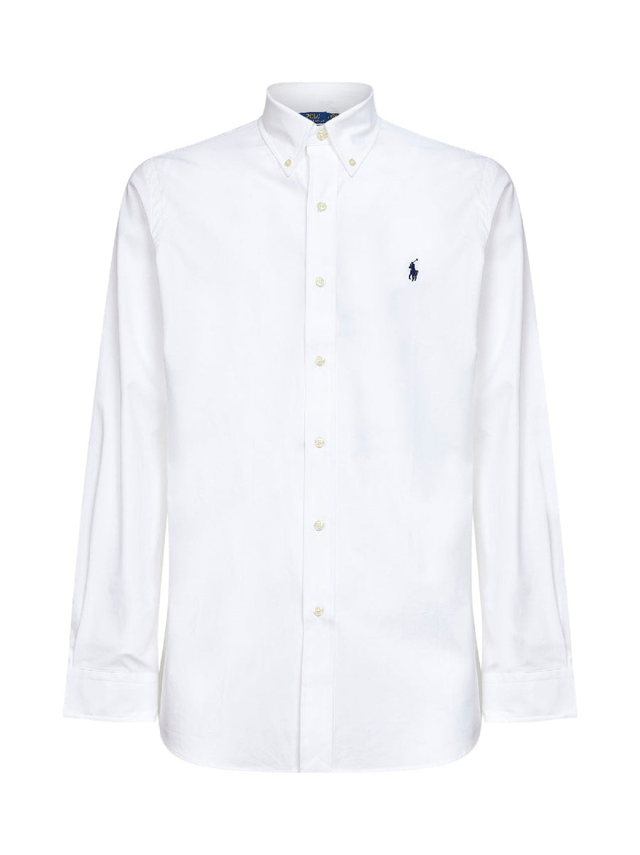 White Stretch Poplin Custom-Fit Shirt Cotton