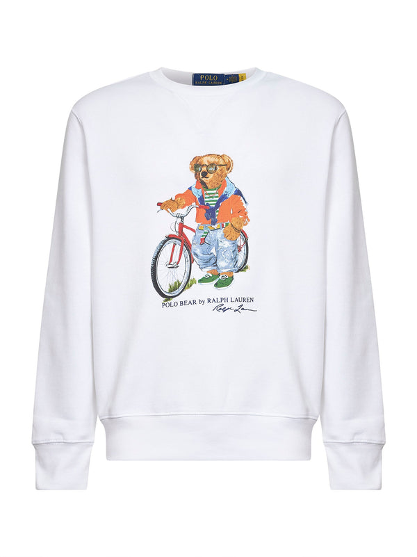 Crewneck Sweatshirt Polo Bear White Cotton Sweatshirts